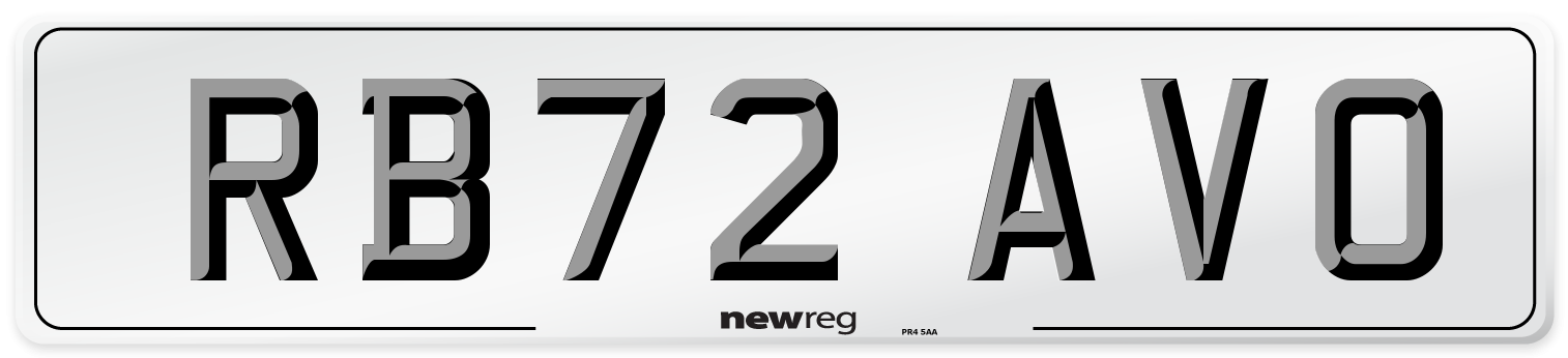 RB72 AVO Number Plate from New Reg